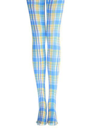 Blue plaid time tights