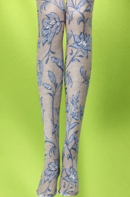 Natural linen floral tights